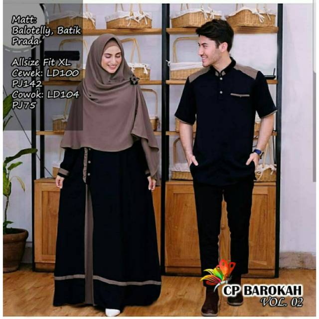 CP BAROKAH, COUPLE PASANGAN, MOSCREPE, GAMIS HIJAB MUSLIM, DRESS MAXY