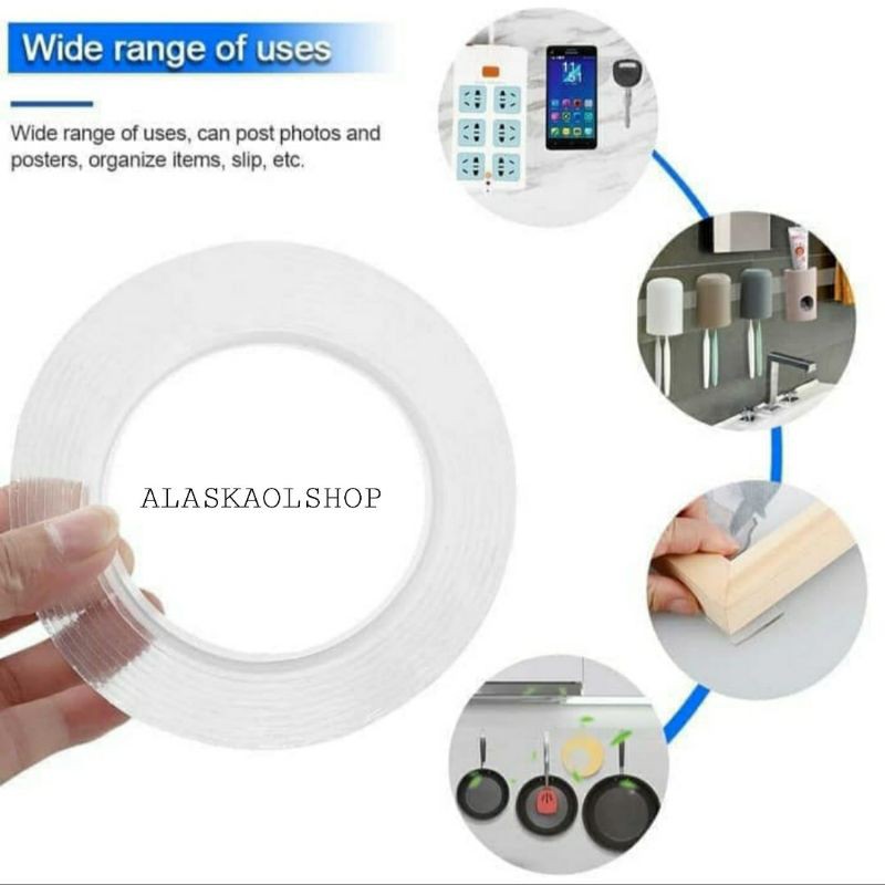 

Double Tape Nano Gel Bening Tahan Air 3M x 30mm Super Kuat Bisa Cuci.