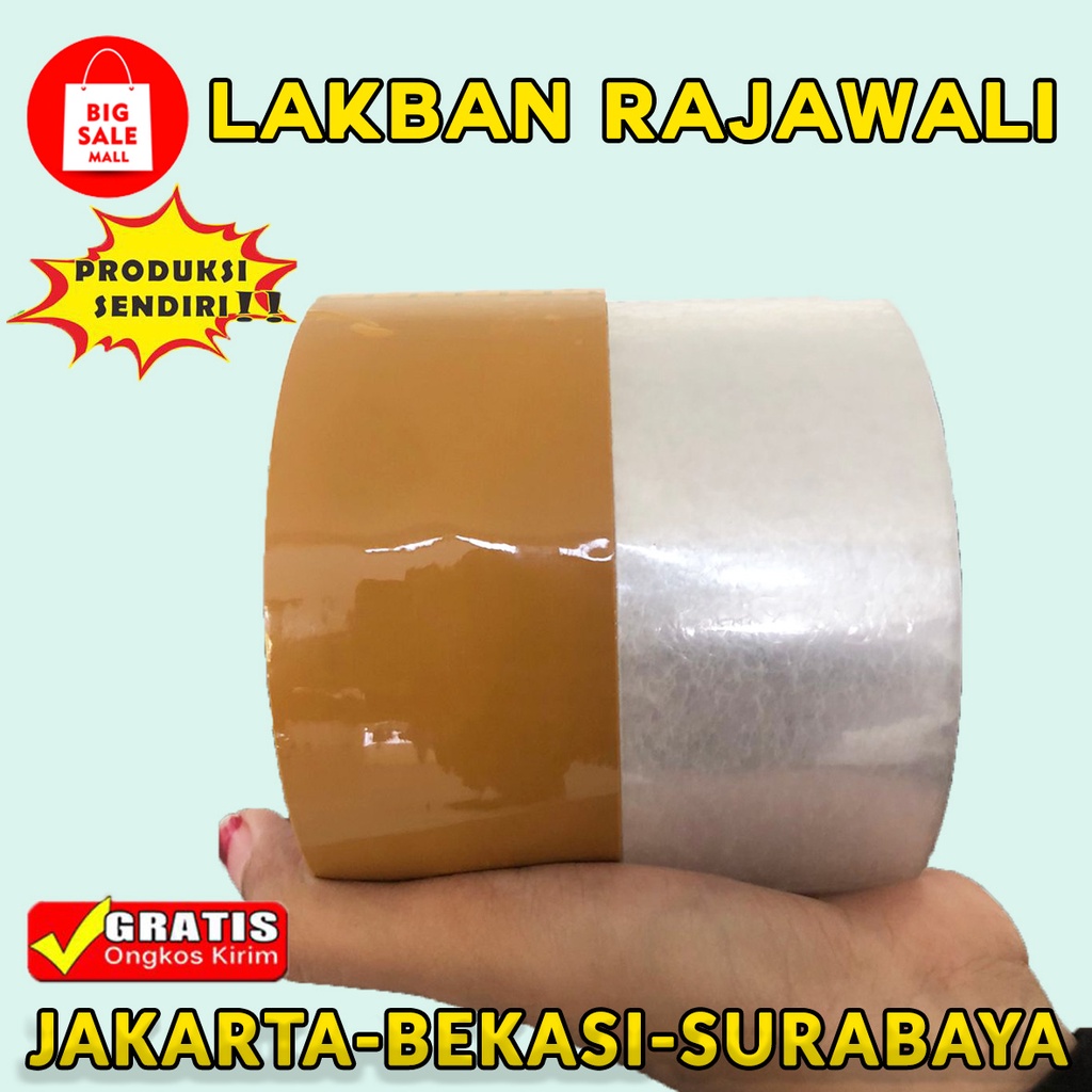 Lakban bening &amp; coklat, lakban packing 45mm.48mm 80 yard,90 yard,100 yard full meter.