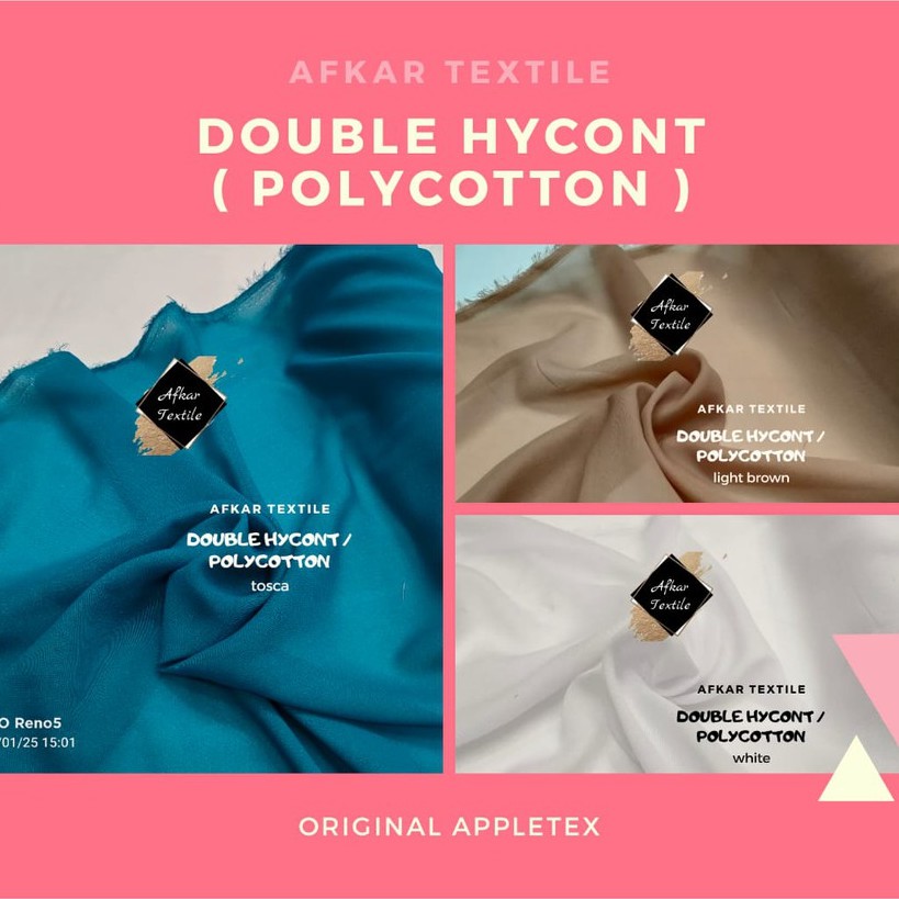 Kain Double Hycon / Double Chiffon / Pollycotton - Original by Appletex [Bukan KW]