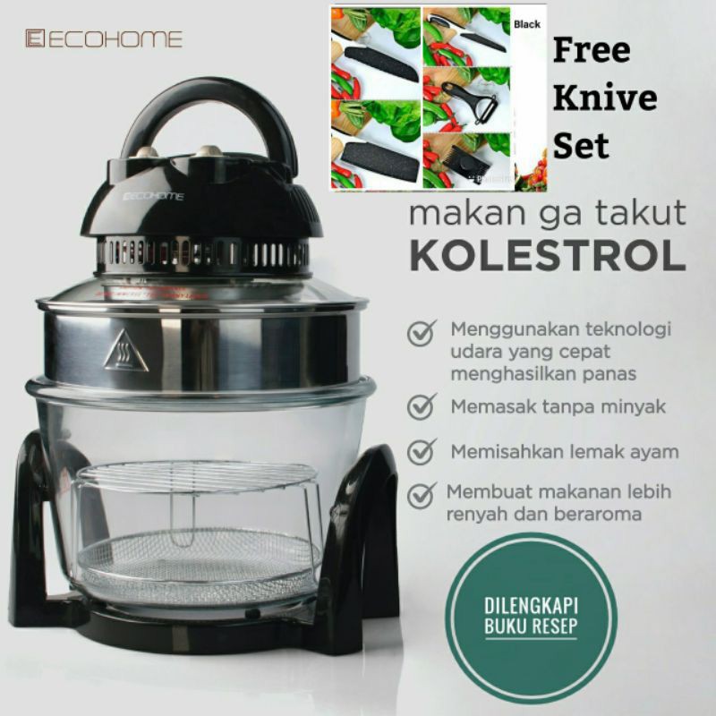 AIR FRYER ECOHOME OVEN HALOGEN PORTABLE LOW WATT EHO 777 GARANSI RESMI