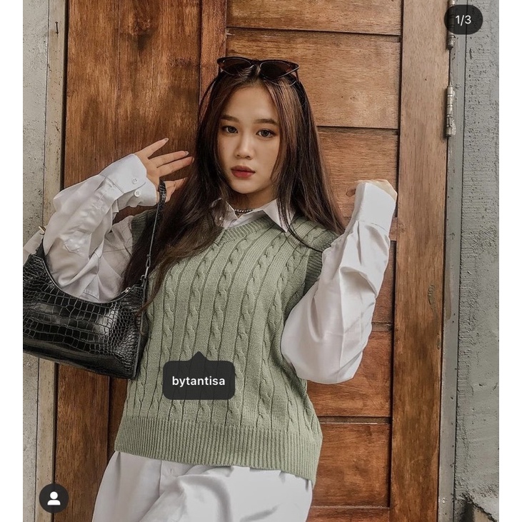 Vest Rajut Delmi | Rompi Rajut V Neck-6