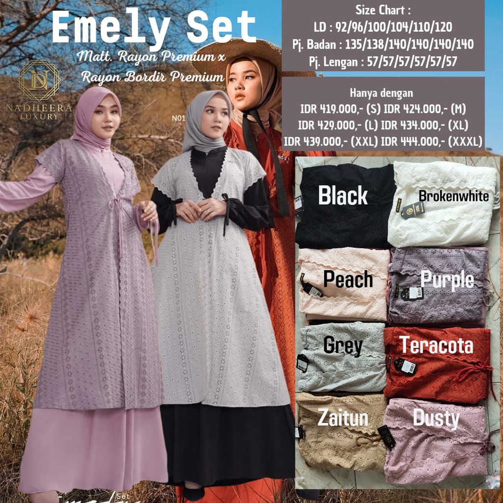 Jual EMELY SET NADHEERA LUXURY/ NADHEERA LUXURY TERBARU/ DRESS