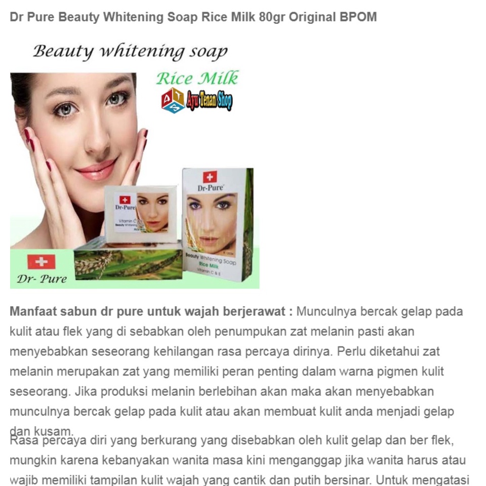 [COD] Dr Pure Sabun Beras Brightening Goat Milk &amp; Rice Milk AMPUH Melembabkan dan Mencerahkan Kulit - BPOM 100% Original