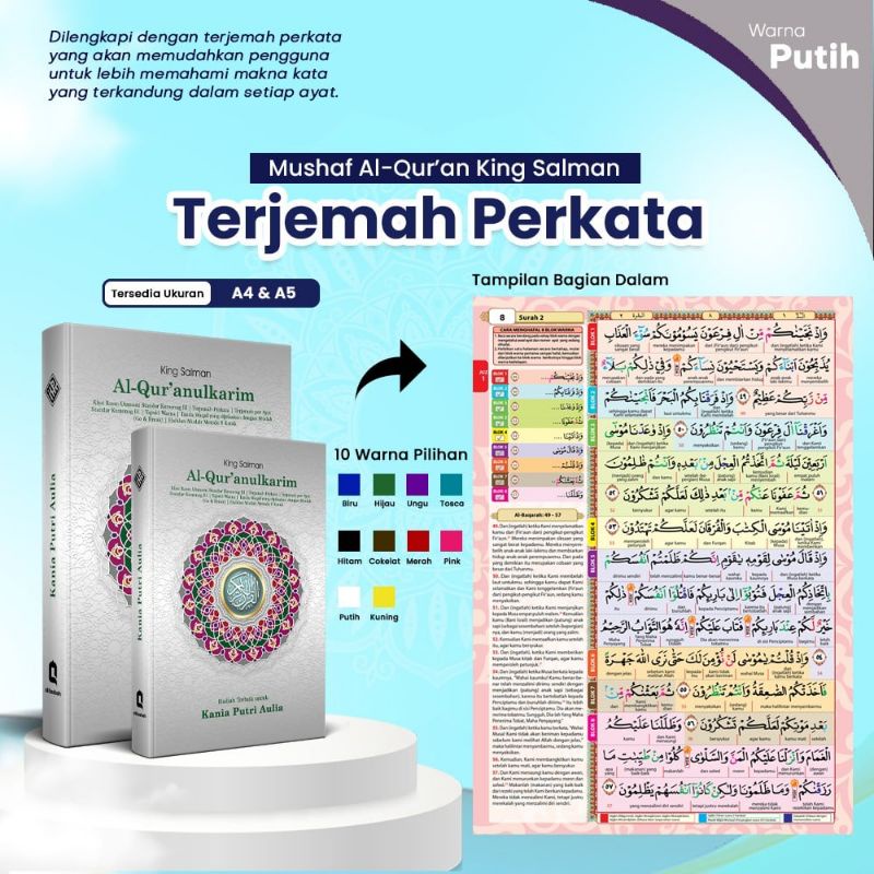 AlQuran A5 KING SALMAN Custom Nama Terjemah Perkata