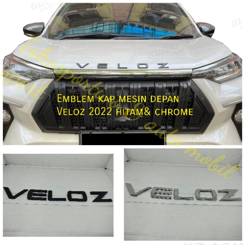 Emblem Logo Lambang tulisan kap mesin Depan Toyota Veloz 2022 hitam chrome