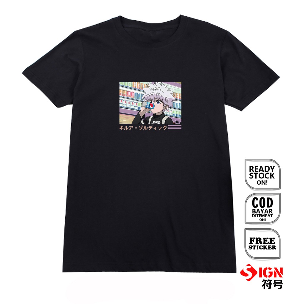 KAOS HUNTERXHUNTER KILLUA ZOLDYCK ANIME MANGA BAJU JEPANG KIRUA ZORUDIKKU HUNTER X HUNTER GON SIGN