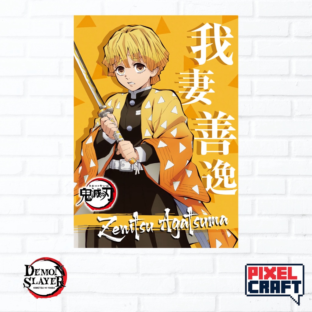 Poster Dinding Karakter Anime KIMETSU NO YAIBA / DEMON SLAYER Size - A4-03 Zenitsu Agatsuma