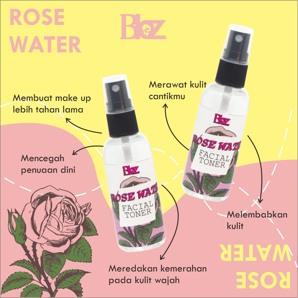 ROSE WATER/AIR MAWAR Bibz Face Mist Face Toner 60Ml