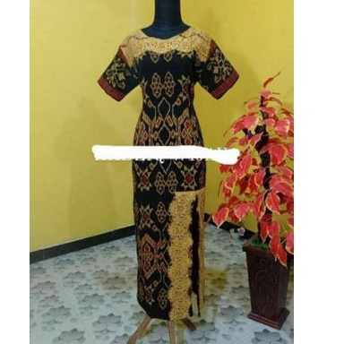 long dress span motif kepiting kombi brokat