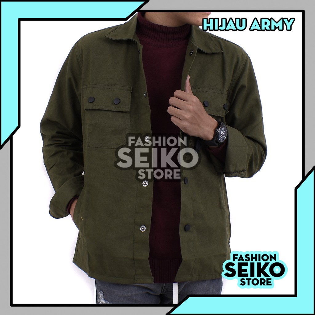 JaketKanvas / Semi Parka / Field jacket  - 2 pocket - navy maroon hitam green army