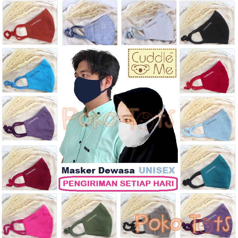 Cuddle Me Adult Mask 3 Ply Polos Masker Kain Dewasa Cuddleme Earloop Tiga Lapis Headloop