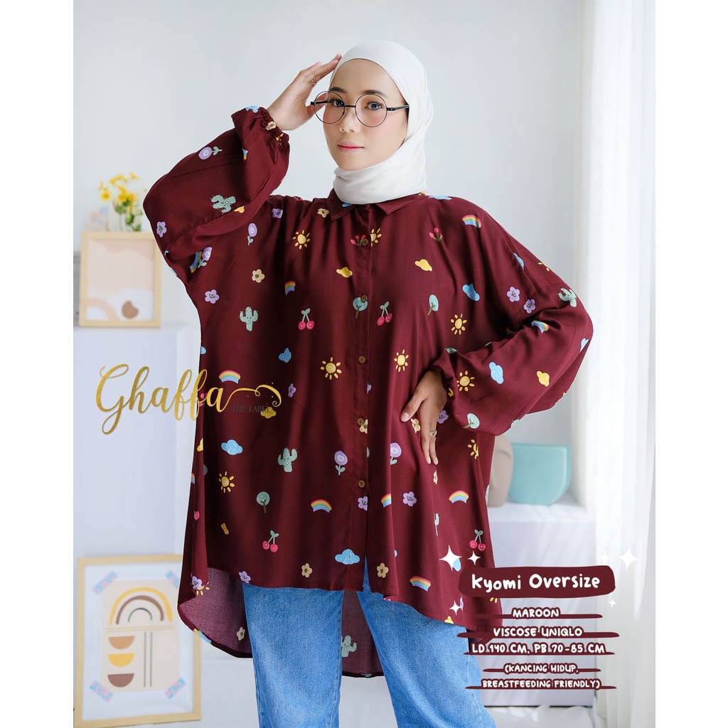 ATASAN WANITA OVERSIZE DENGAN KANCING HIDUP BUSUI ~ BAHAN VISCOSE UNIQL0 ~ KYOMI OVERSIZE ORIGINAL G