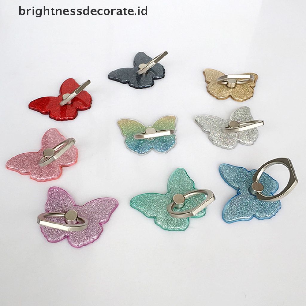 (Birth) Ring Holder Hp Universal Bentuk Kupu-Kupu Glitter Bling Bisa Berputar 360 Derajat °