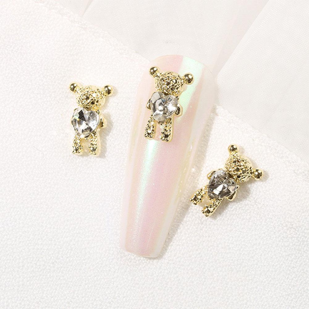 AUGUSTINA Agustin 3D Nail Art Rhinestones Super Flash Ikatan Simpul Berlian Beruang Manicure Aksesoris