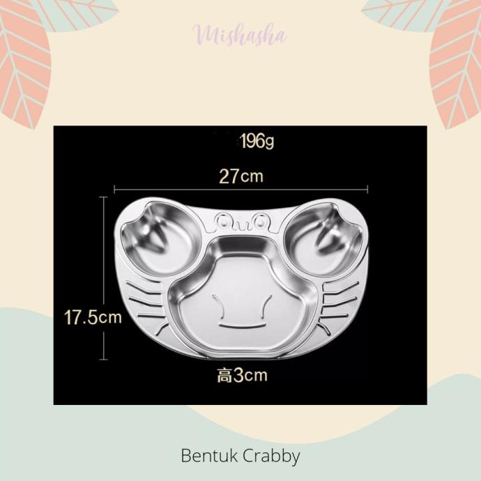 Piring Anak Sehat Stainless Steel Sus304 SSGP - Crabby
