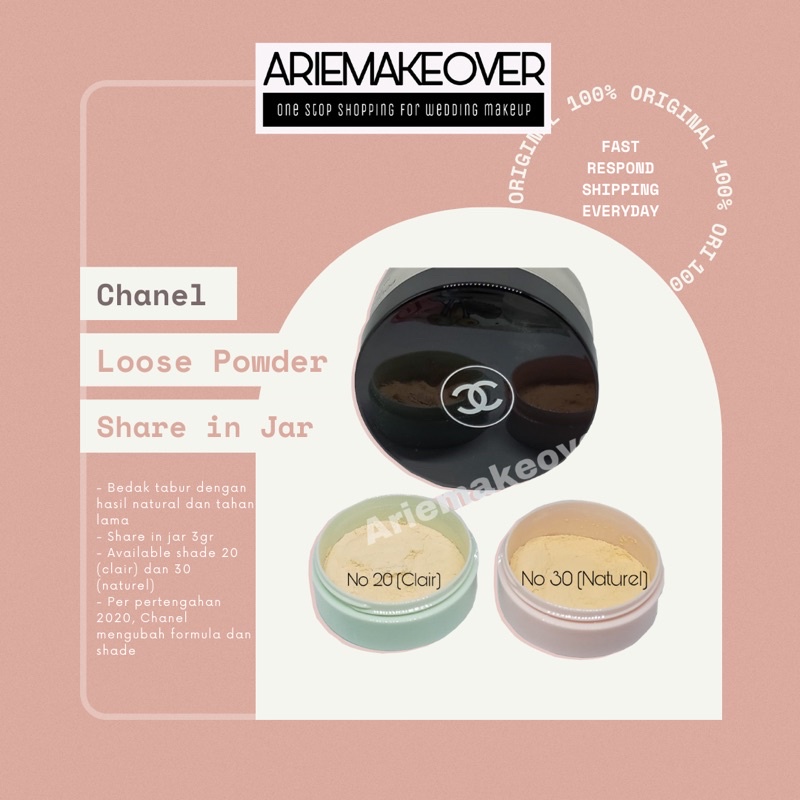 CHANEL LOOSE POWDER SHARE IN JAR 3gr (NO PUFF) HANYA JUAL BARANG ORI