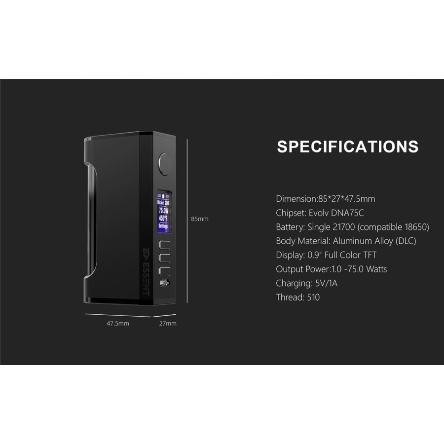 [READY] ZQ Essent DNA75C TC Box Mod 75W