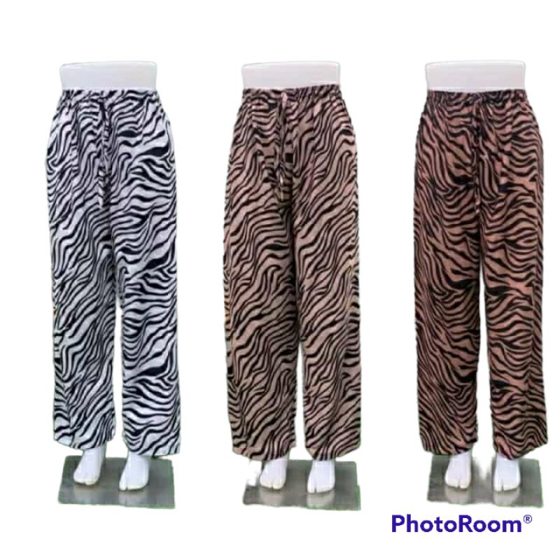Celana Kulot Panjang Motif Zebra Bahan Rayon / Celana Kulot Motif Wanita Dewasa