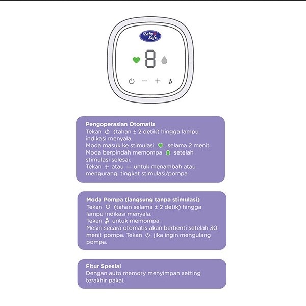 PMS246 BABY SAFE POMP ASI ELEKTRIK SINGLE BREASTPUMP SINGLE BPE01