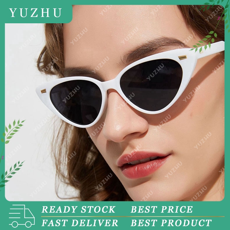 (YUZHU) INS Fashion Style Kacamata Bingkai Kecil Wanita Cat Eye Ulzzang Retro Kacamata Matahari Anit UV400