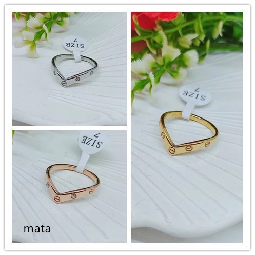 Cincin Titanium Permata Dan Polos Perhiasan Fashion P01