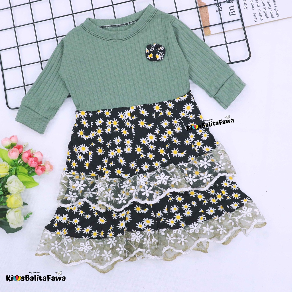 Gamis Syakilla Uk 1-2 Tahun / PREMIUM HQ - Gamis Lebaran Baby Dress Anak Perempuan Baju Muslim Balita Baby Gaun Pesta-1