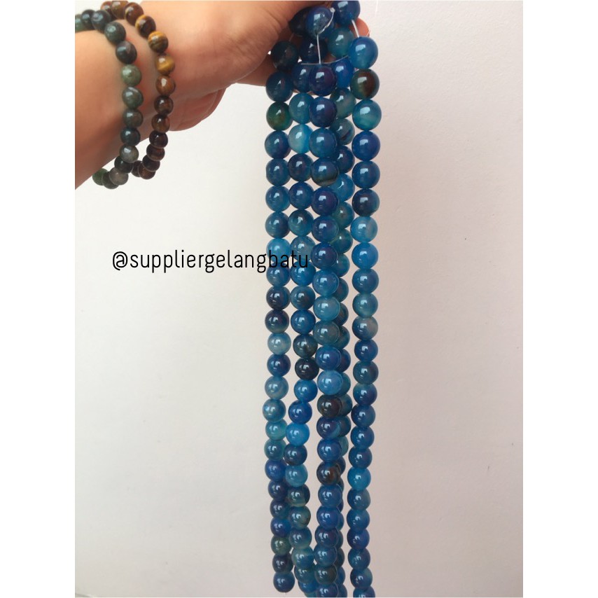 batu gelang kalung 16mm AQUAMARINE glossy aquamarin biru mix besar aksesoris blue craft wanita pria