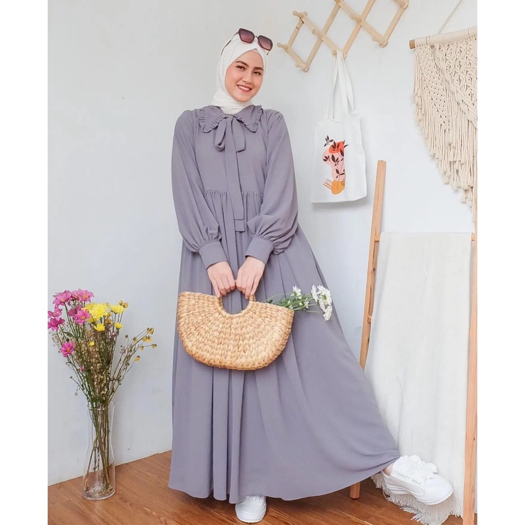 NIQABIS Gamis Wanita Kinara Dress Maxy 059 Bahan Ceruty Gamis Cewek Murah Gamis Lebaran Fashion Korea