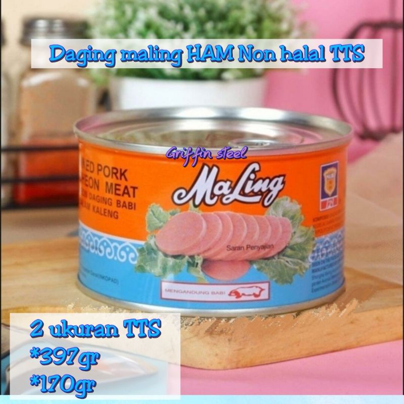 

Daging Maling ham TTS 397gr , 170gr silver non halal kaleng luncheon pork meat TERMURAH babi instant