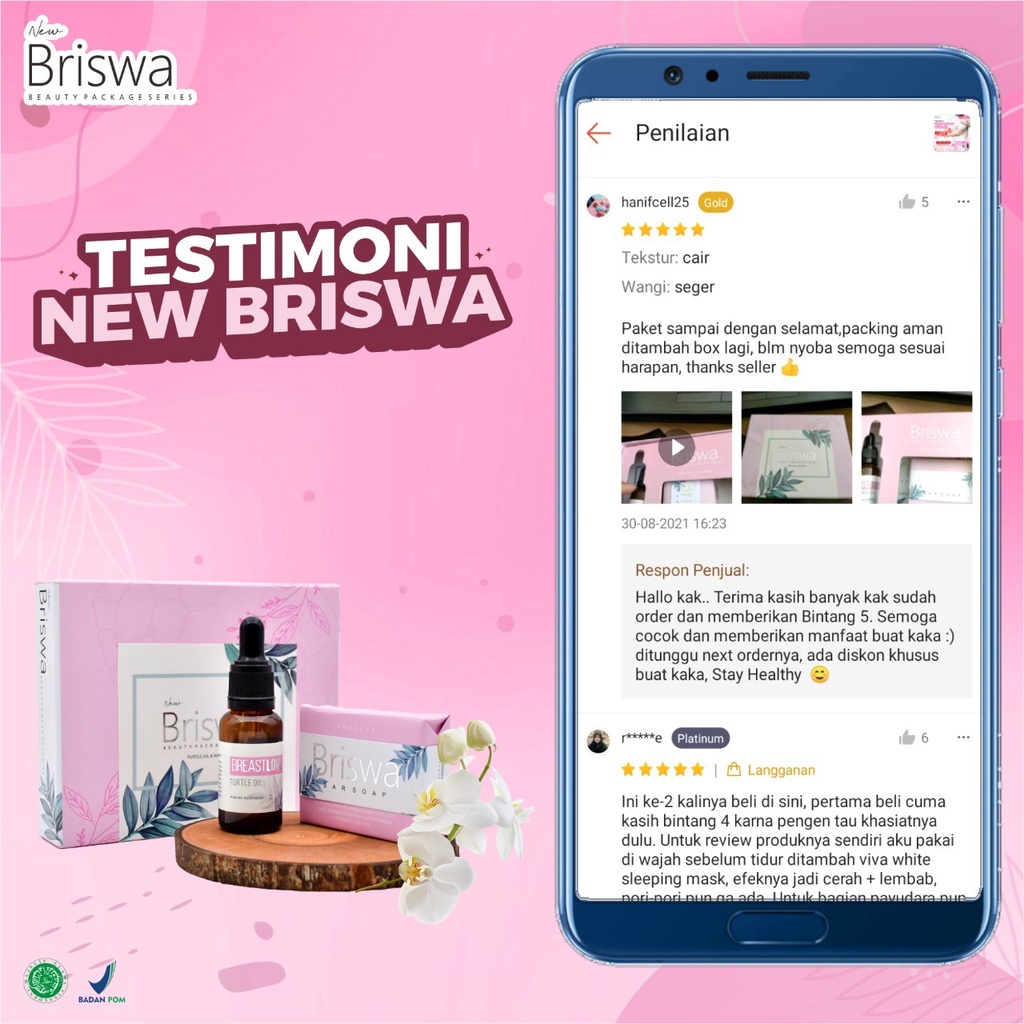 New Briswa - Pembesar Payudara 3x Lebih AMPUH Kencangkan Payudara Bokong Pijat Oles Badan Montok Seksi Cegah Flek Hitam Pasca Jerawat Lembabkan &amp; Haluskan Kulit