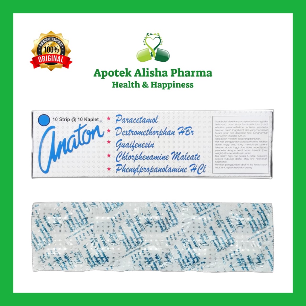 ANATON Strip 10tablet-Anaton Tablet Obat Batuk Alergi/Batuk Kering/Tidak Berdahak/Flu/Pilek/Hidung Tersumbat/Panas/Demam/Pusing