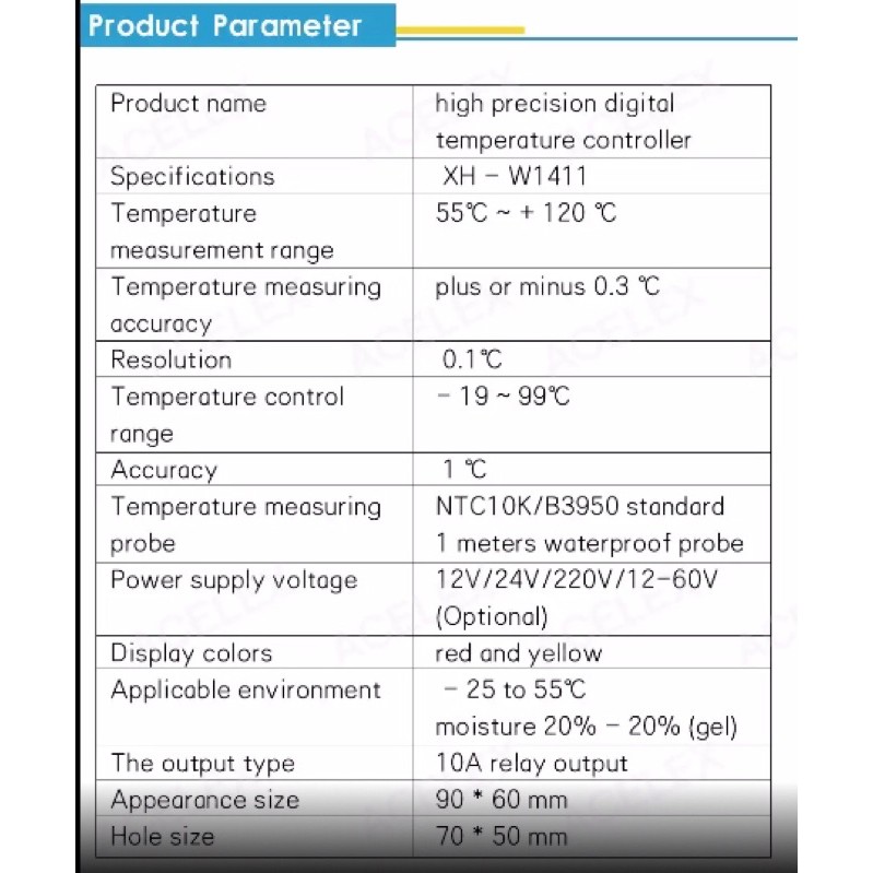 Thermostat W1411 AC 220 V 10A LED Digital Suhu Controller Thermostat Control Switch Sensor