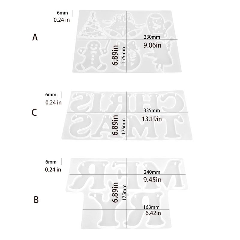 Siy Cetakan Resin Epoksi Bahan Silikon Desain Bendera / Tulisan Tema Natal Untuk Dekorasi Pesta / Kerajinan Diy