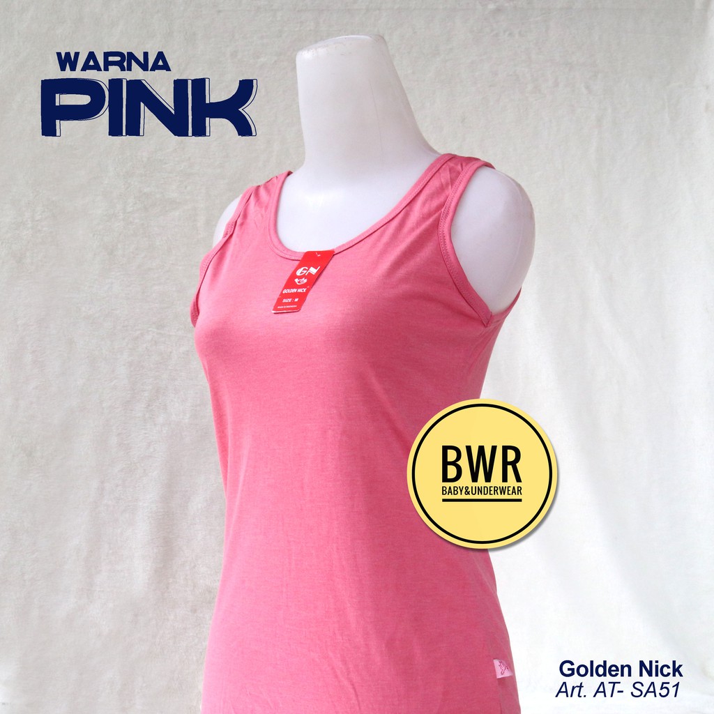 TANGTOP Golden Nick AT- SA51 Tali LEBAR | Kaos Tank Top Wanita Singlet Warna LEBAR - Bwr