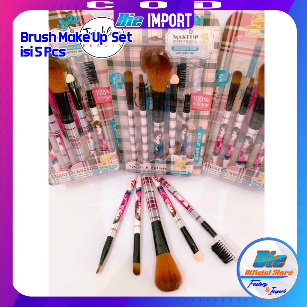 Make Up Brush set isi 5 Pcs Premium Korean Style Import / Kuas Make Up Premium