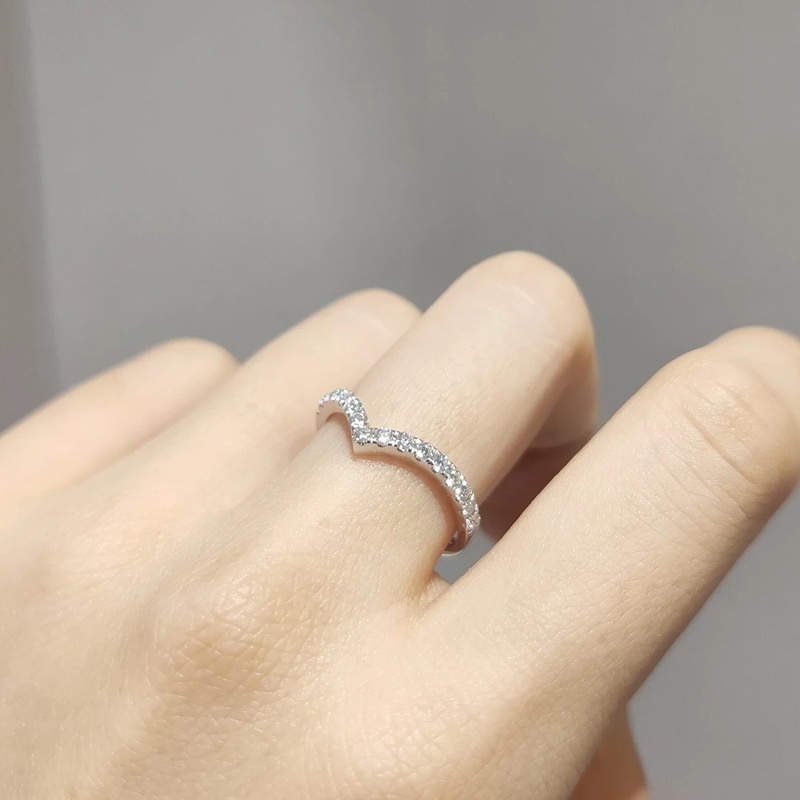 [Grosir] Fashion Romantis V-shaped Wedding Bride Adjustable Zircon Elegan Pembukaan Jari Rings