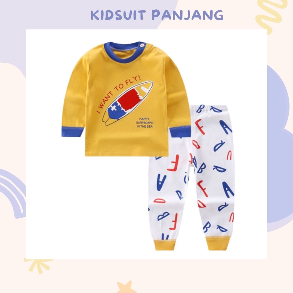 HappyOliver KIDS SUIT PIYAMA PANJANG Setelan Anak Bahan Kaos Celana Berkualitas Import cewek cowok H1-1