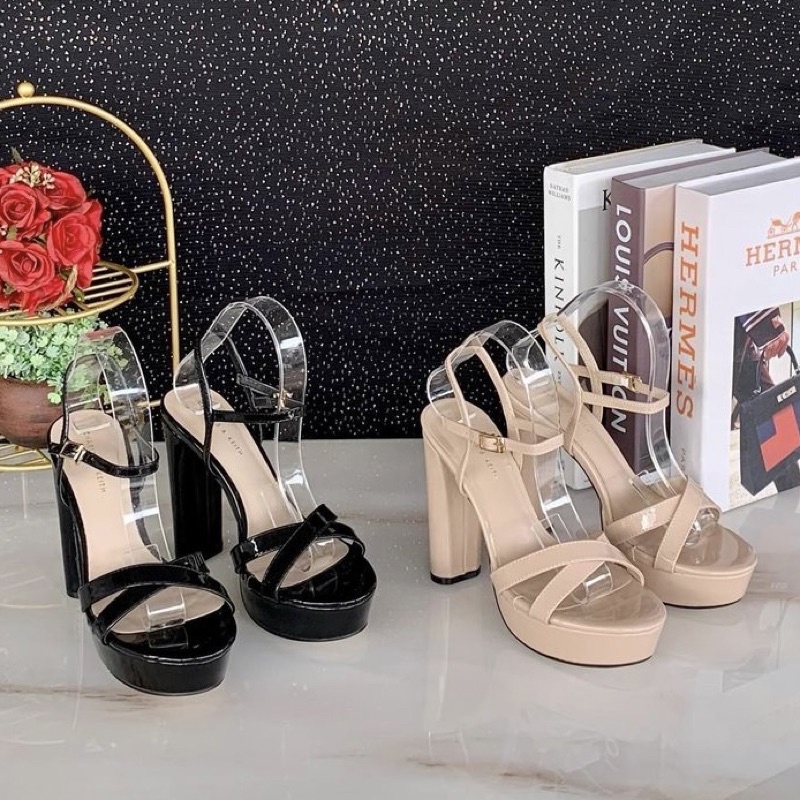 Chunky heels 12cm by Charles & Keith import high quality fashion shoes sepatu wanita tumit tahu hak 