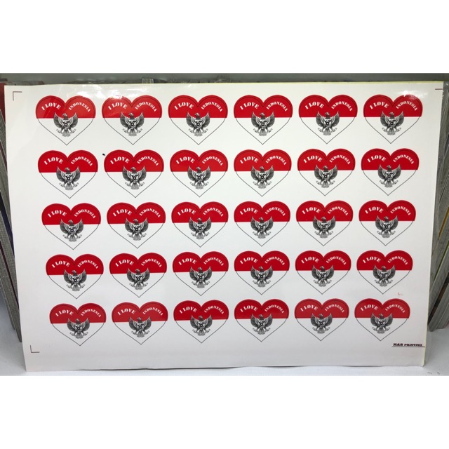 

Stiker pipi bendera merah putih ( I love indonesia ) perlembar