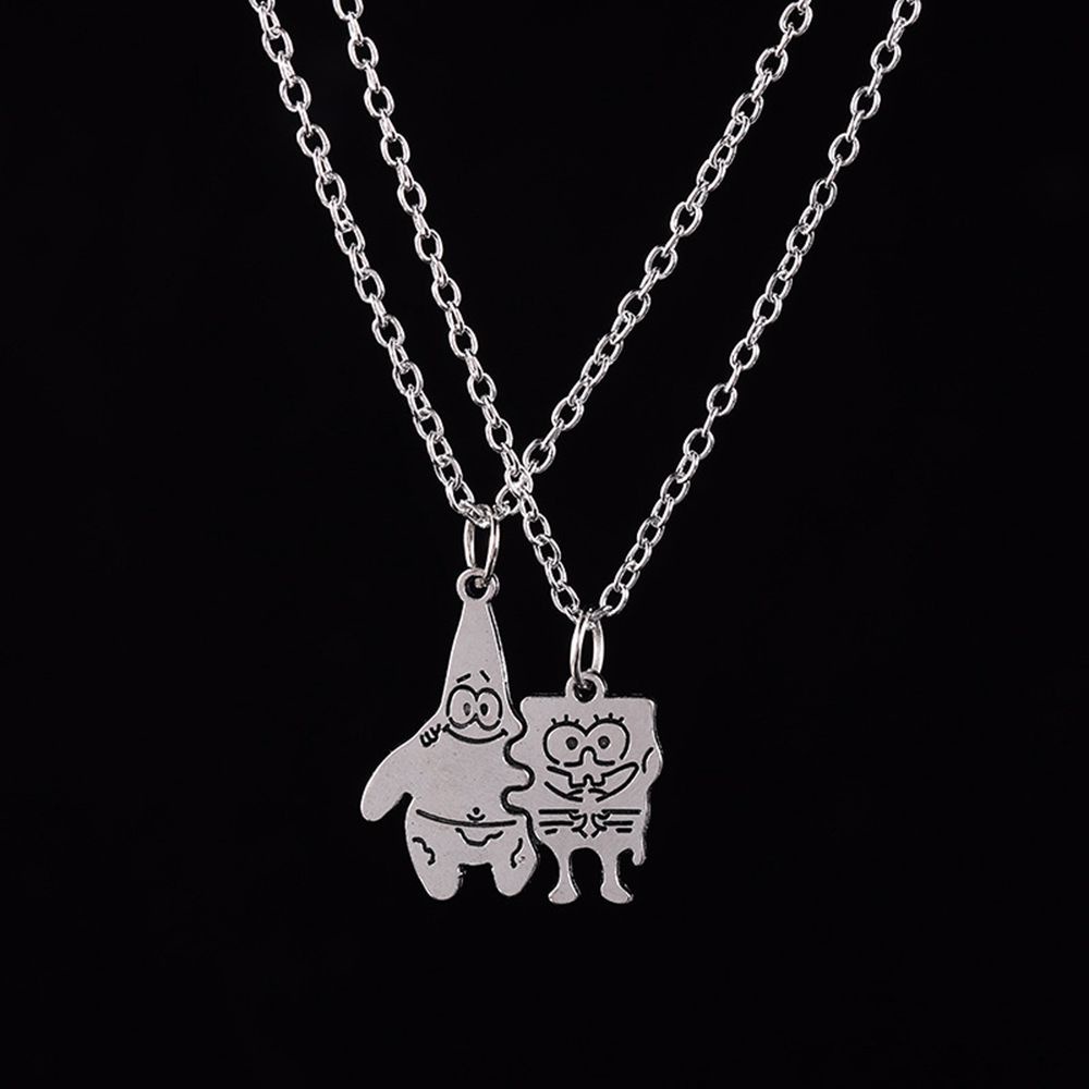 Needway  Creative Best Friend Necklace Friends Gift Pie Big Star Clavicle Chain Women Pendant Steel Alloy Cartoons Hip Hop SpongeBob