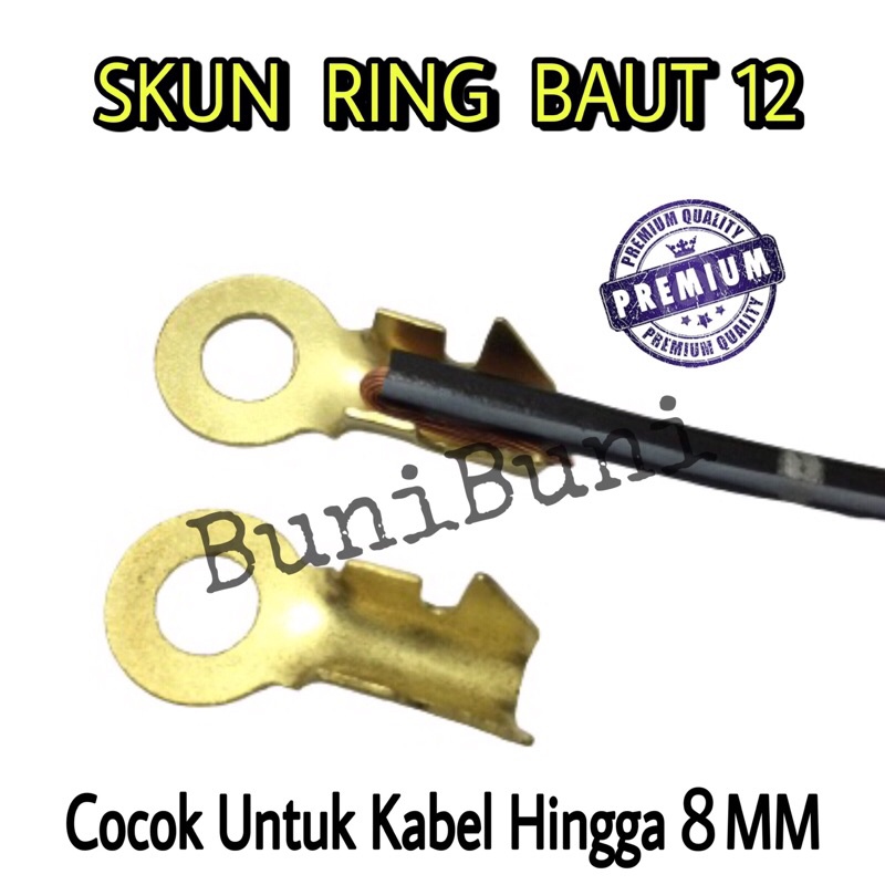 Terminal Skun Massa Ring Baut 12 TEBAL - M8 Diameter Lubang 8 MM Untuk Kabel Ukuran Besar - ECERAN