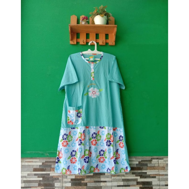 ASLI JUMBO Daster kaos RoyaL Ld125 busui bahan adem nyaman-Biru