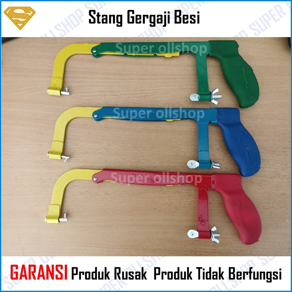 Stang Gagang Gergaji Besi Lapis Karet 12 Inch / Pegangan Gergaji Besi Tebal Hacksaw Frame