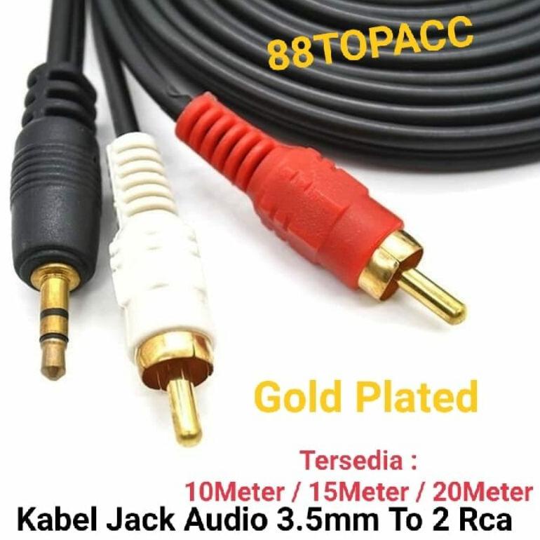 Ready Stock⁂ Kabel Jack Audio 3.5mm To 2 Rca 10 Meter 15 Meter 20 Meter / Kabel Aux To 2 Rca 2 in 1