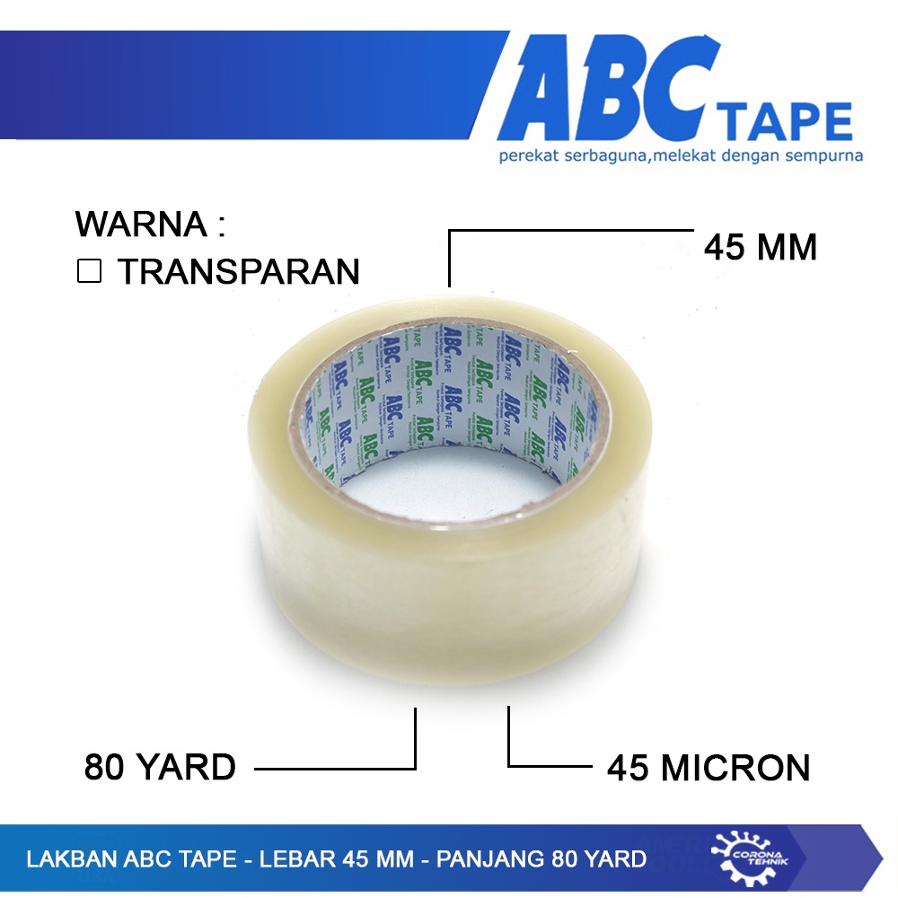 ABC -  LakbanTape Lebar 45 mm - Tebal 45 Micron - Panjang 80 Yard