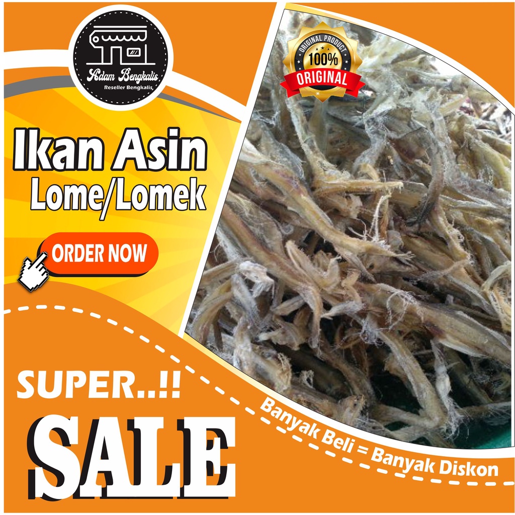 

Ikan Asin Lomek / Lome / Belalang Fresh dari laut Pulau Bengkalis - Pelengkap Makanan penyedap rasa 500gr