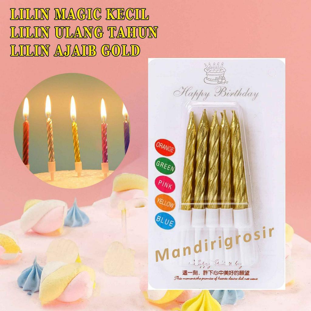 Lilin Ulang Tahun* Lilin Magic* Lilin Ajaib Gold* Isi 10pcs