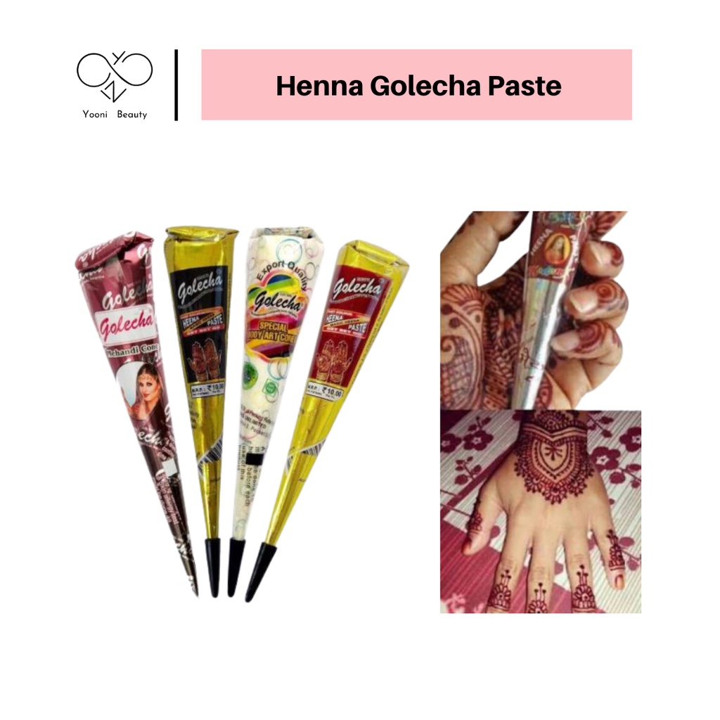 Henna Golecha Pasta All Colors (Cherry, Maroon, Putih, Hitam, Coklat) / Kutek Halal Henna Golecha / 