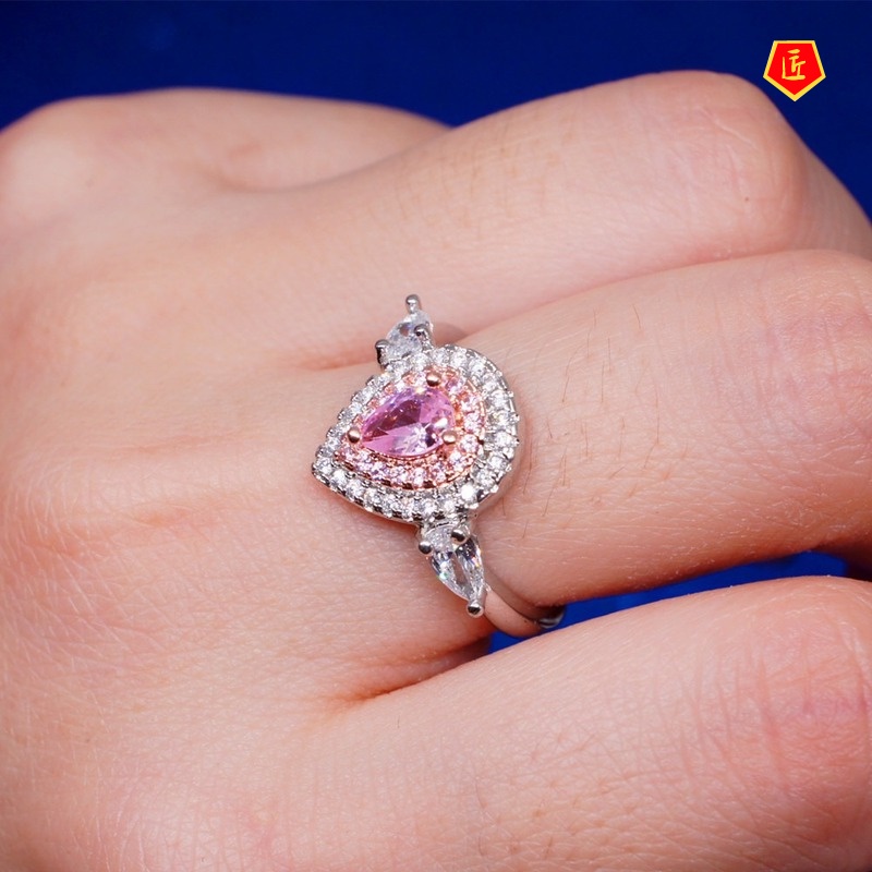 [Ready Stock]Fashion Elegant Pink Moissanite Women's Ring